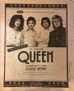 Flyer/ad - Queen in Los Angeles on 18.12.1978