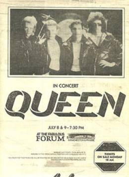 Flyer/ad - Queen in Los Angeles on 8. - 9.7.1980