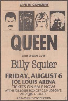 Flyer/ad - Newspaper ad for the Queen concert in Detroit on 06.08.1982