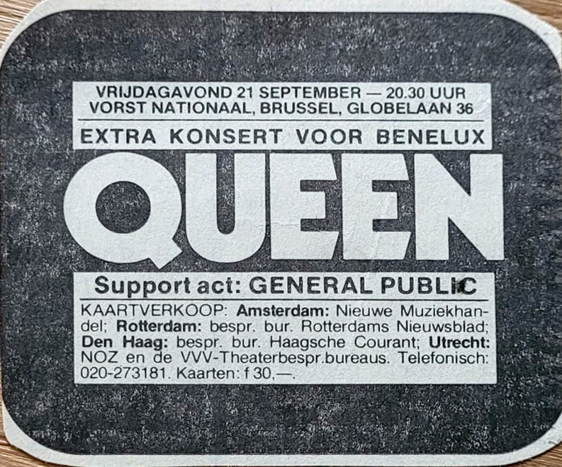 Newspaper ad for the Queen concert in Brussels on 21.09.1984