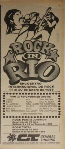 Flyer/ad - Queen at Rock In Rio in January 1985