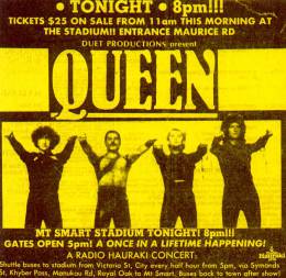 Flyer/ad - Queen in Auckland on 13.4.1985