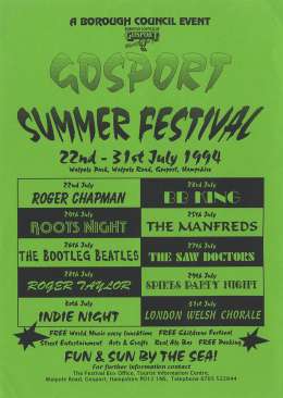 Flyer/ad - Roger Taylor in Gosport on 28.7.1994