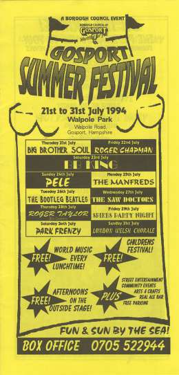 Flyer/ad - Roger Taylor and others in Gosport 1994