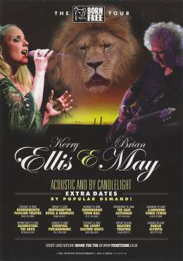 Flyer/ad - Brian May with Kerry Ellis on the Born Free UK tour in June 2013