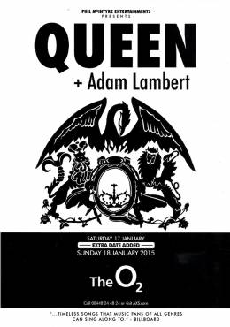 Flyer/ad - Queen + Adam Lambert in London on 18.01.2015