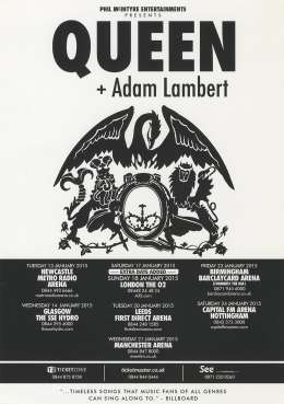 Flyer/ad - Queen + Adam Lambert in the UK in 2015