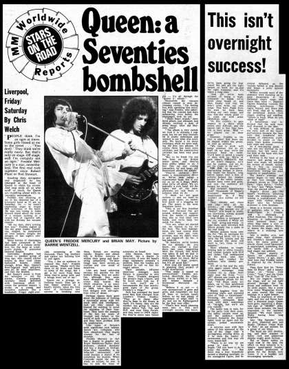 Newspaper review: Queen live at the Empire Theatre, Liverpool, UK [01.11.1974]