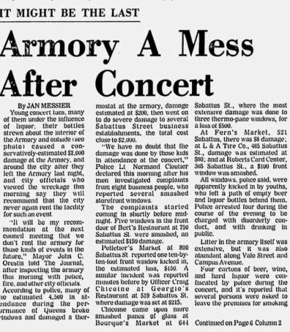 Newspaper review: Queen live at the Armory, Lewiston, ME, USA [19.02.1975]