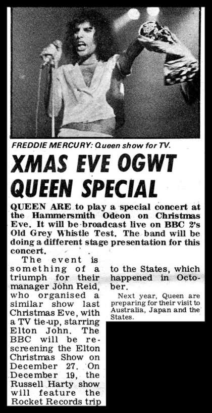 Newspaper review: Queen live at the Hammersmith Odeon, London, UK [24.12.1975]