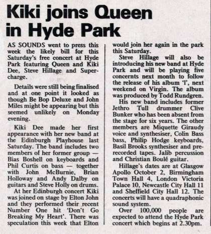 Newspaper review: Queen live at the Hyde Park, London, UK [18.09.1976]