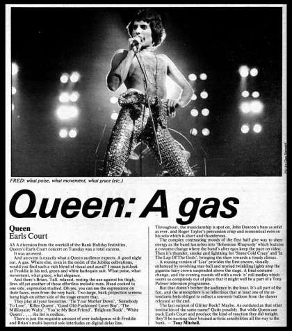 Newspaper review: Queen live at the Earls Court, London, UK [07.06.1977]