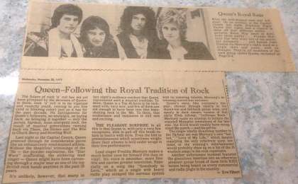 Newspaper review: Queen live at the Capital Centre, Landover, MD, USA [29.11.1977]