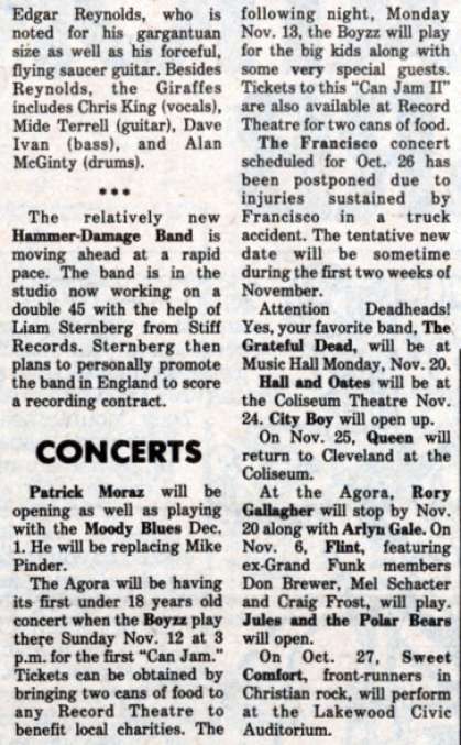 Newspaper review: Queen live at the Coliseum, Richfield, OH, USA [25.11.1978]