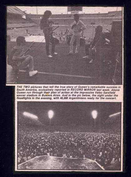 Newspaper review: Queen live at the Estadio José Amalfitani de Velez Sarsfield, Buenos Aires, Argentina [28.02.1981]