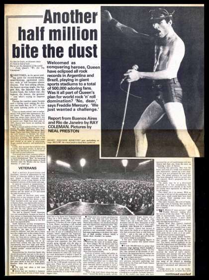 Newspaper review: Queen live at the Estadio José Amalfitani de Velez Sarsfield, Buenos Aires, Argentina [01.03.1981]