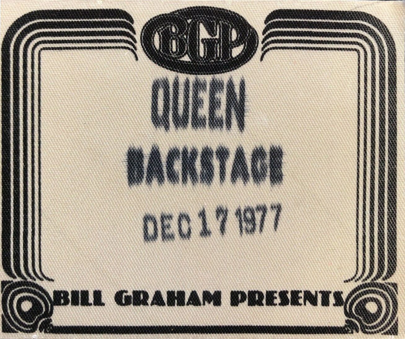 Backstage pass for the Queen concert in Oakland on 17.12.1977