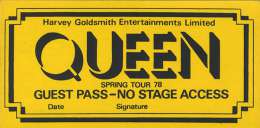 European NOTW tour 1978 - guest pass