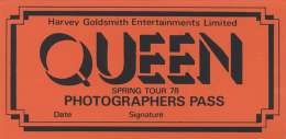 European NOTW tour 1978 - photo pass