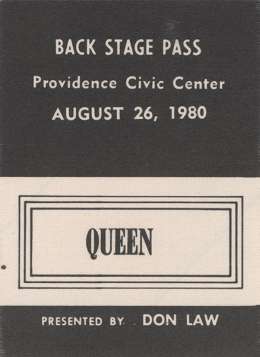 Backstage pass from Providence 26.08.1980