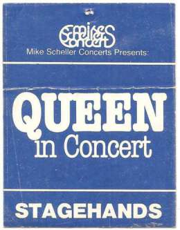 Stagehands pass for the Queen concert in Wurzburg on 09.05.1982