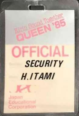 Security pass for the Japanese leg of the Works tour