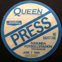 Queen in Stockholm 1986 - press pass