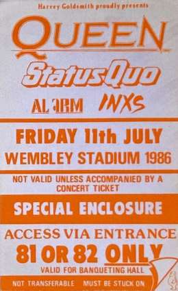 London 11.7.1986 - some kind of guest pass