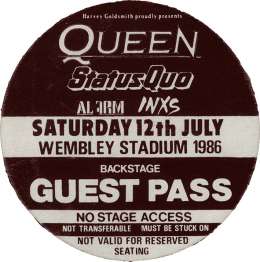 London 12.7.1986 guest pass