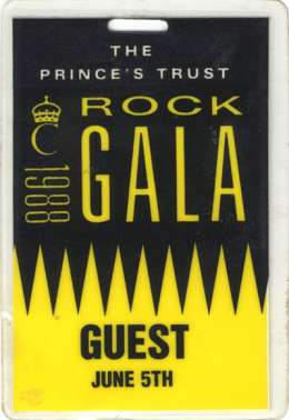 John Deacon's personal guest pass for the first of the two Princes Trust Rock Gala concerts (05.-06.06.1988)