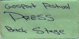 Gosport 30.07.1992 backstage pass (handwritten by Roger's P.A. Martin Groves)