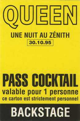 Paris 30.10.1995 pass (Made In Heaven premiere with Brian)