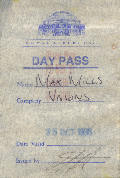Pass for Brian\'s concert in London on 25.10.1998