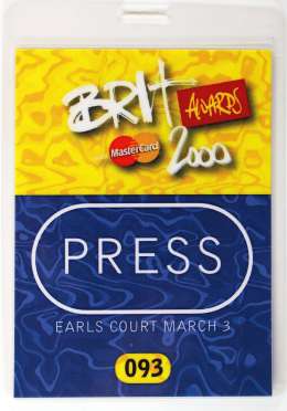Brit Awards 2000 press pass - Queen with 5ive
