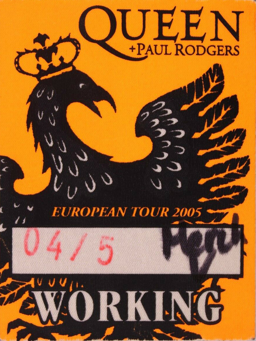Working pass for the Queen + Paul Rodgers concert in Manchester on 04.05.2005