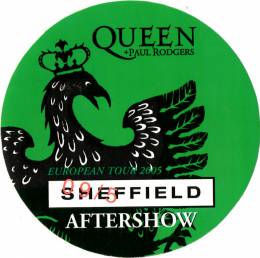 Sheffield 9.5.2005 aftershow pass