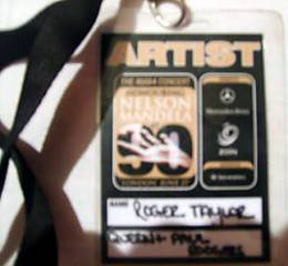 Roger Taylor's artist pass for Nelson Mandela's birthday concert (27.06.2008)