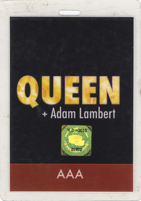 Queen + Adam Lambert 2012 AAA pass (from the Russian concerts)