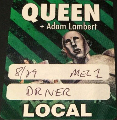Driver pass for the Q+AL gig in Melbourne on 03.03.2018