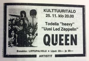 Poster - Queen in Helsinki on 25.11.1974