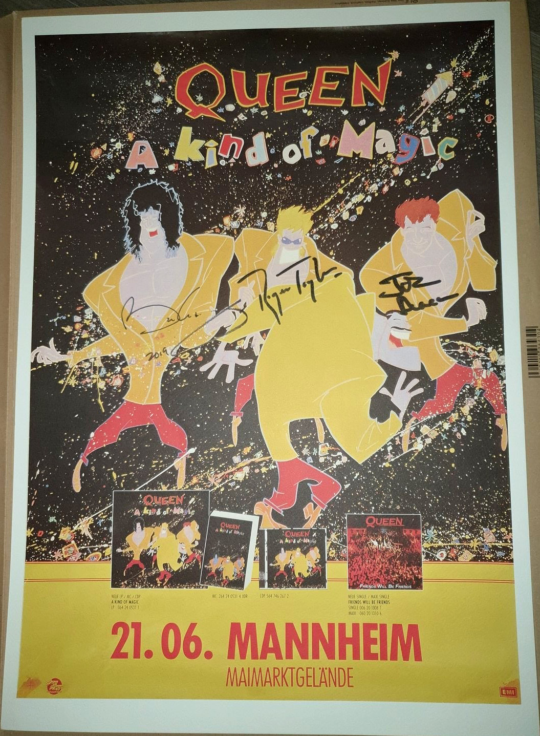 Queen in Mannheim on 21.06.1986 - autographed poster