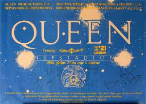 Poster - Queen in Budapest on 27.07.1986 - autographed
