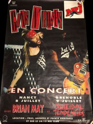 Poster - Guns'n'Roses and Brian May in Nancy and Lyon in 1993