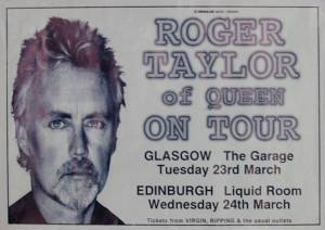 Poster - Roger Taylor in Glasgow/Edinburgh on 23./24.03.1999