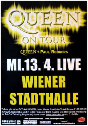 Poster - Queen + Paul Rodgers in Vienna on 13.04.2005