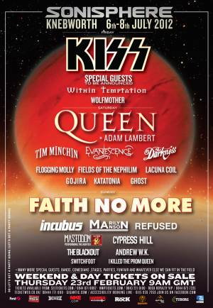 Poster - Queen + Adam Lambert at Sonisphere in Knebworth on 07.07.2012 - cancelled