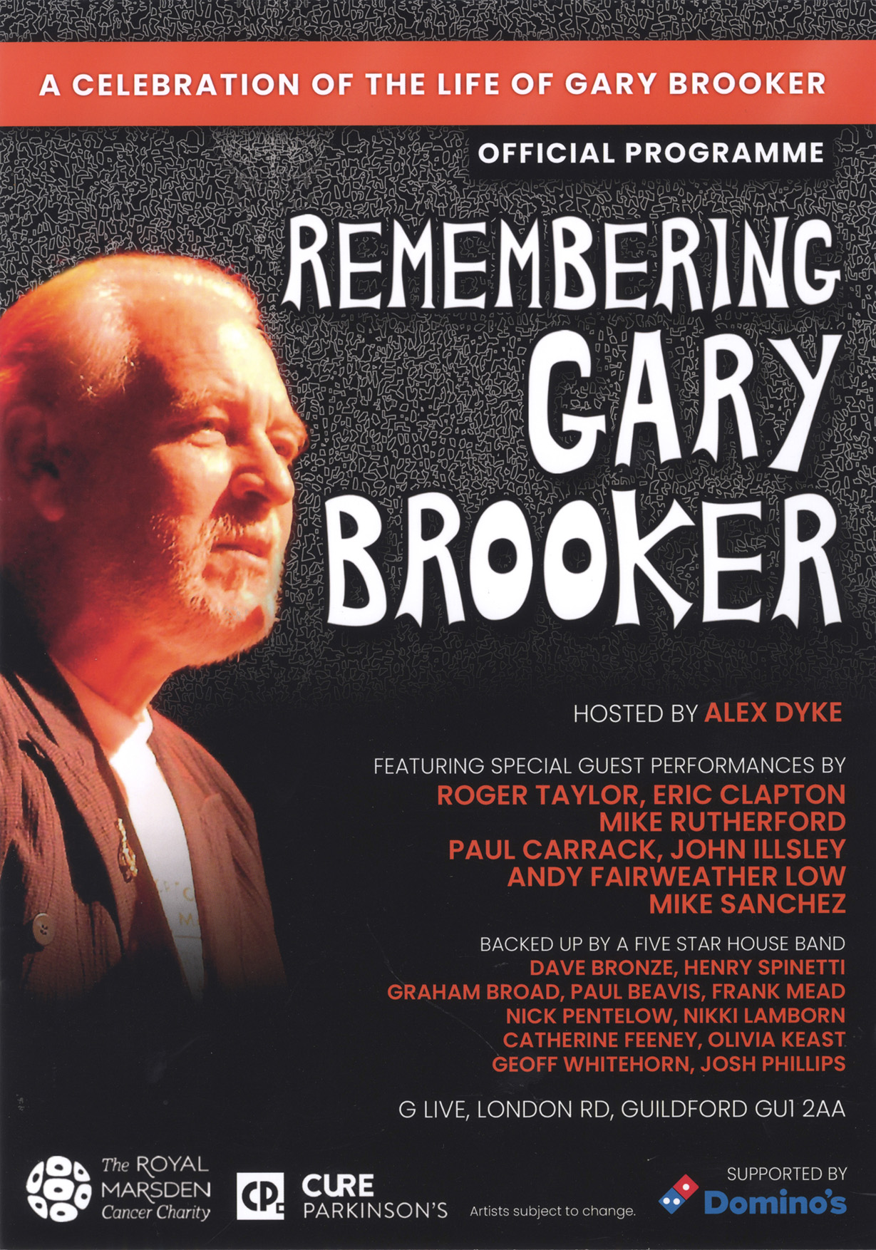 Gary Brooker tribute 2023 programme