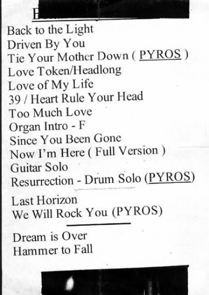 Setlist - Brian May - 27.06.1993 Budapest, Hungary