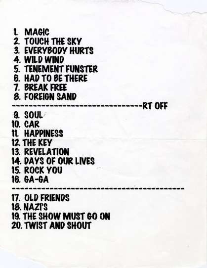Setlist - Roger Taylor - UK November-December 1994