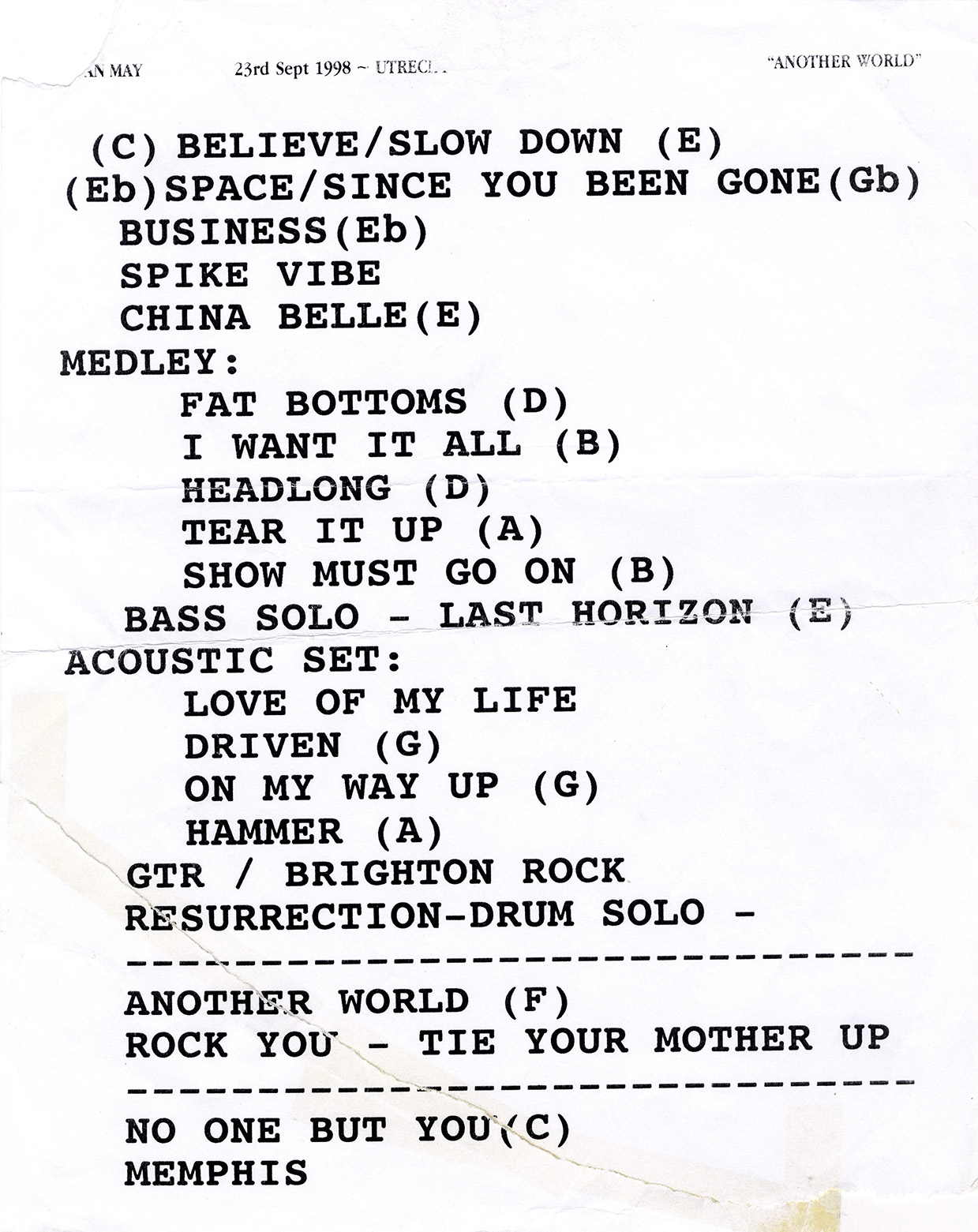 Brian May in Utrecht, 23.09.1998